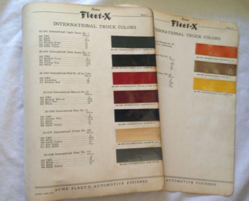 Original 1940 international truck~paint chips~automotive~acme paints~color chart