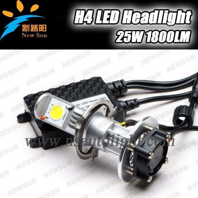 6000k 1800lm 25w car h4 cree led headlight kit high and low beam  led head lamp 