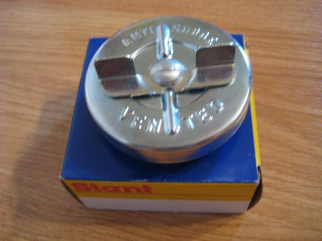 Nos gas fuel tank cap raised letters correct s rivet !!!! no reserve!!!!