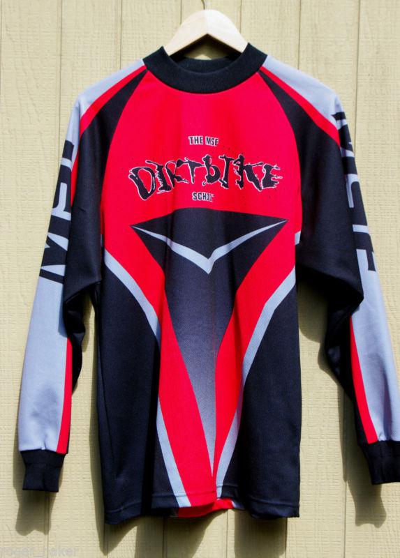 Msf dirt bike jersey, red/black polyester, womens m, 21" sleeve, super-clean