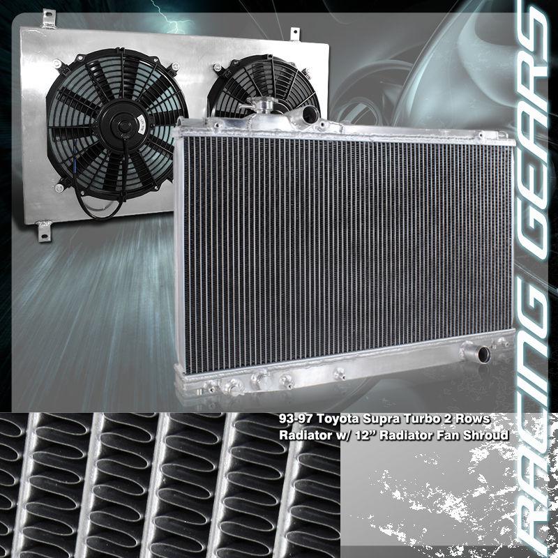 93-97 toyota supra jdm manual mt dual core aluminum radiator + fan shroud + fan