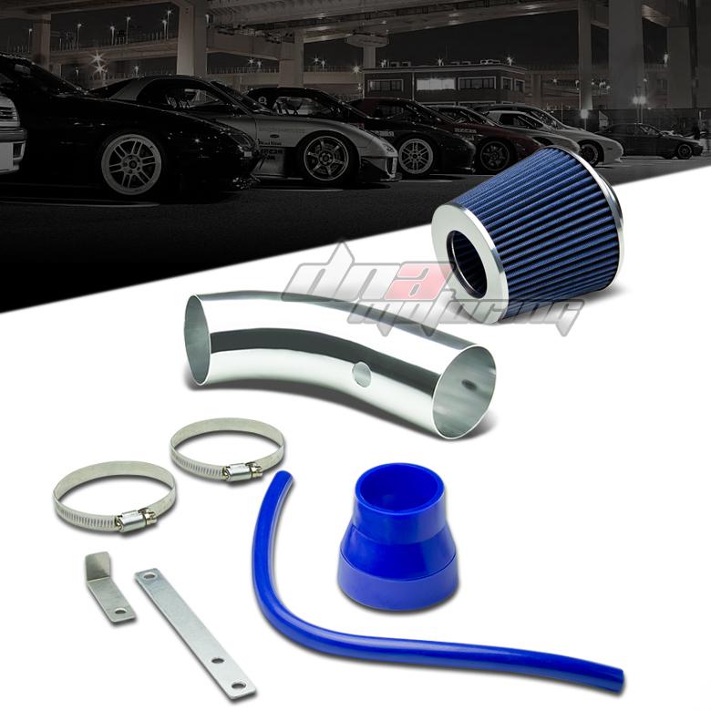 90-97 corolla e100/prizm short ram racing air intake+blue tapered filter kit