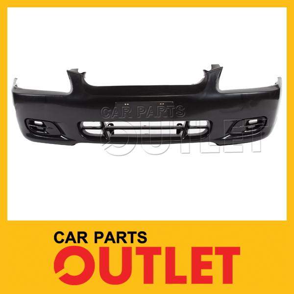 Front bumper raw black fascia cover for 2000-2002 hyundai accent gl sedan wo fog