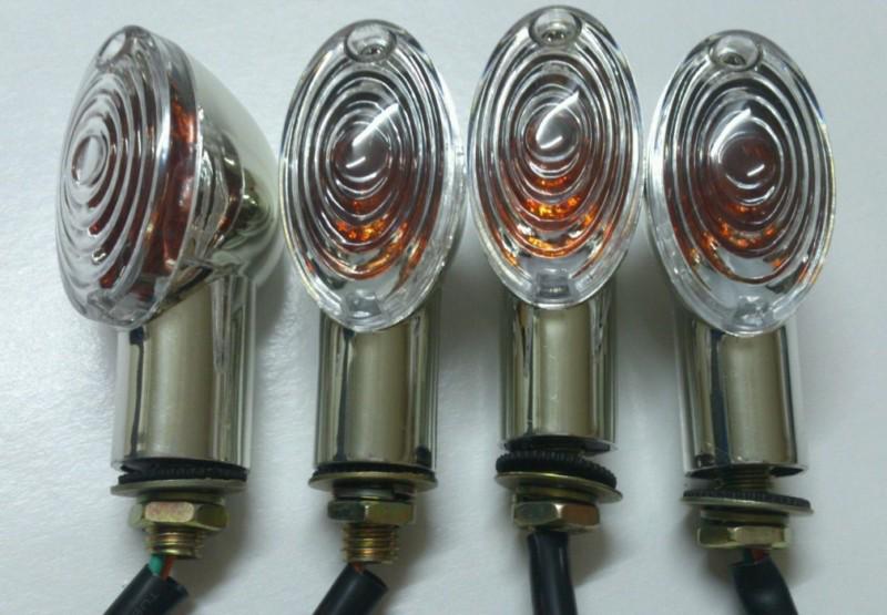 4 pcs  amber motorcycle turn signals lights lamp short stalk silve universal fit