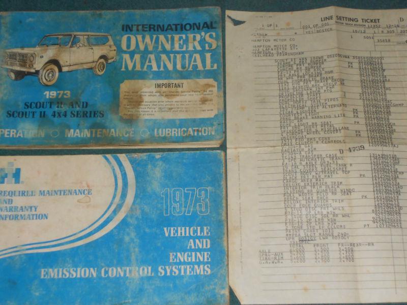 1973 ih / international scout ii  / owner's manual set / original guide book set