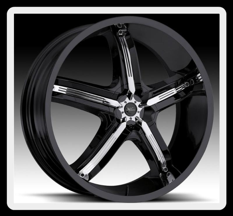 22" milanni 459 belair 5 5x115 charger-srt8 magnum black wheels rims free lugs!