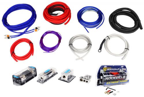 Rockville rda0+4k 0+4 gauge dual amplifier installation kit+2 farad capacitor