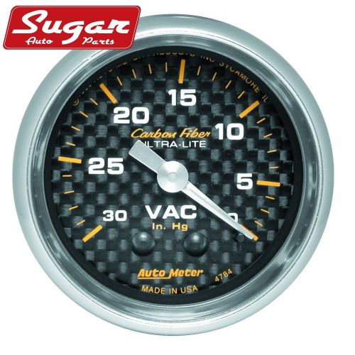 Auto meter gauge; vacuum; 2 1/16in.; 30inhg; mechanical; carbon fiber