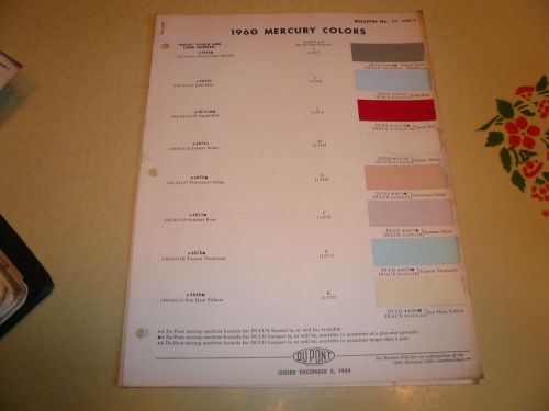 1960 mercury dupont duco delux color chip paint sample - vintage