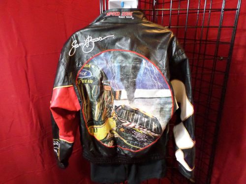 Small speed zone nascar race gear sam bass rusty wallace leather jacket 1996