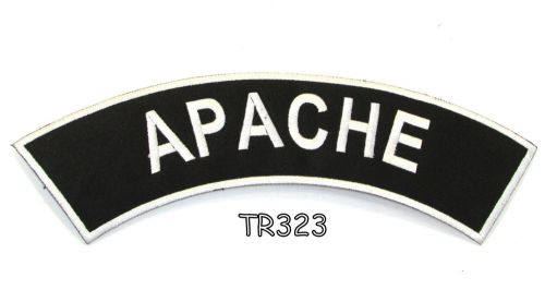 Apache white on black iron and sew on top rocker patch for biker jacket tr323sk