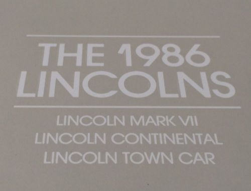 1986 brochure lincoln mark vii town car continental original dealer sales luxury