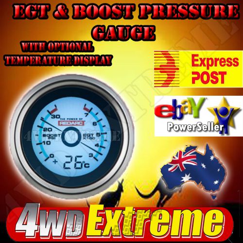 Redarc egt &amp; boost pressure gauge with opt temp display 4wd race drag g52-bet