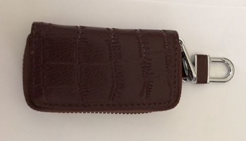 Genuine leather key pouch - brown