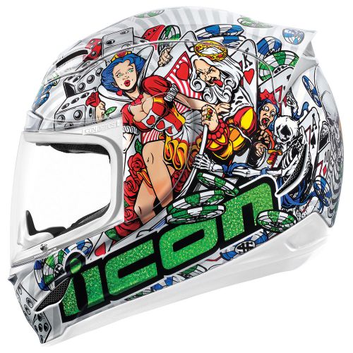 Icon airmada lucky lid 2 full face helmet  white/green