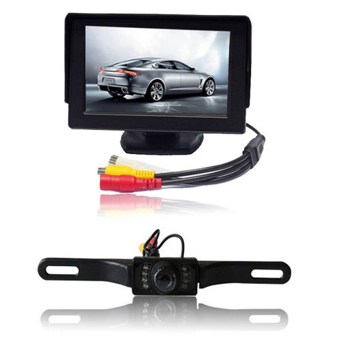 Car rear view ir night vision hd camera 4.3&#034; lcd digital display screen monitor