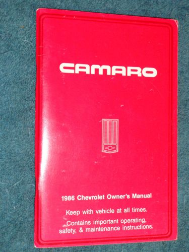 1986 chevrolet camaro owners manual / original guide book!