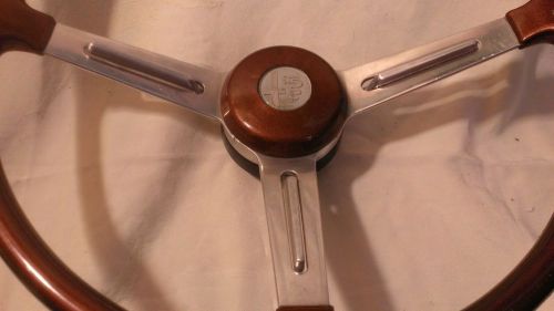 Vintage rare alfa romeo wood steering wheel w/horn button, hub leather free ship