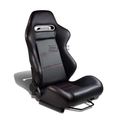 Type-r pvc leather+stitch sports racing seats+universal sliders passenger side