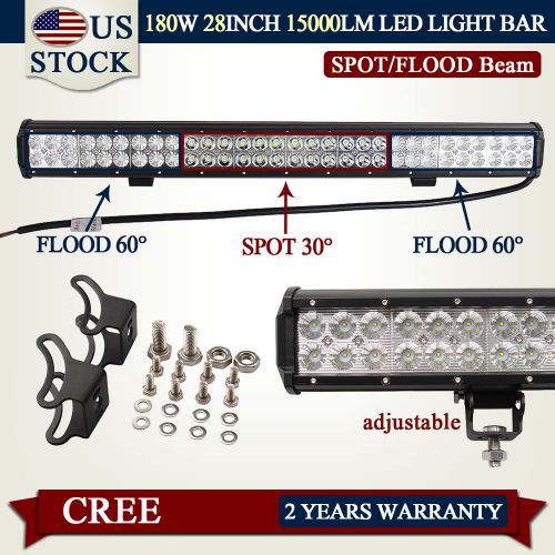 28.5&#034;180w car cree led light bar spot flood combo fog driving lamp us stock