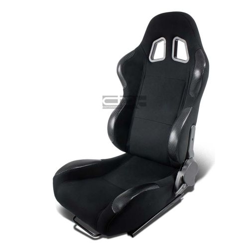 2x pvc leather carbon look sports racing seats+universal slider driver left side