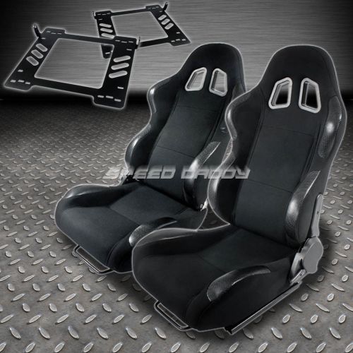 Pair type-4 reclining black cloth racing seat+bracket for 07-14 wrangler 4-dr