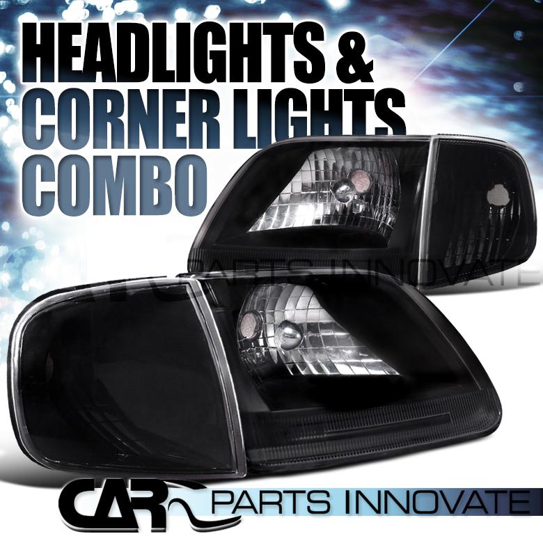 Ford 97-03 f150 expedition crystal black headlights+corner signal lamps