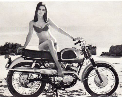 Vintage original 1967 suzuki x-6 scrambler motorcycle ad- 8&#034; x 11&#034; plymouth gtx