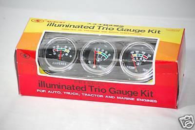 Triple auto gauge kit oil pressure ammeter water temperture 3 in 1 mechanical