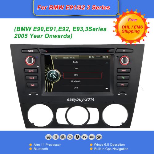 7&#034; hd screen 2 din car gps/dvd player for bmw e90/e91/e92,radio,navi,bt,aux,tv