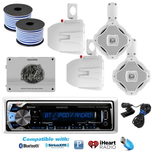 4 wakeboard marine 6.5&#034;speakers/wires,1600w amplifier,bluetooth usb marine radio