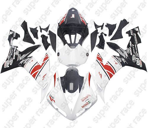 Abs white &#034;1&#034; fairing bodywork injection for 04-06 yamaha yzf r1 with windshield