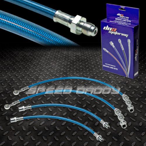 Front+rear stainless steel hose brake line/cable 86-91 supra mark iii 7m blue