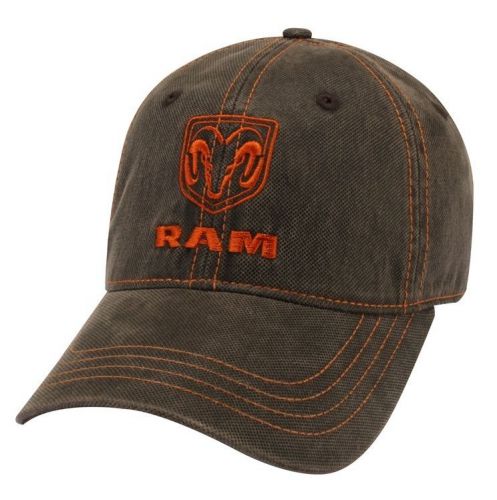 New dodge ram brown wax cotton w orange embroidered 3d look ram logo hat cap!