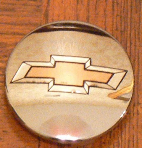 (4)super nice replica bowtie style chevy 3 1/4  center caps chrome/gold emblem