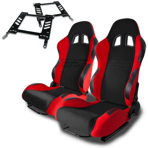 Type-7 racing seat black red woven+silder+for 00-05 mit eclipse 3g bracket x2