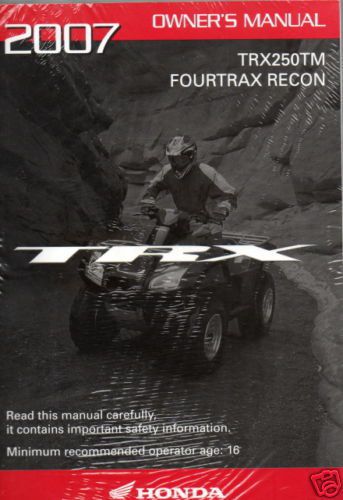 2007 honda atv trx250tm fourtrax recon manual new