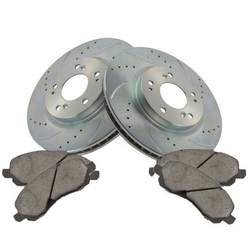 Front performance brake rotor drilled slotted zinc coated &amp; ceramic pad kit