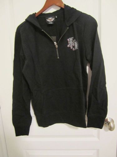 Harley-davidson women&#039;s activewear jacket hoodie medium bling black nwt