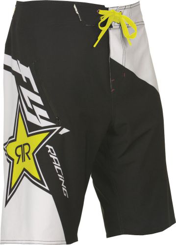 Fly racing 353-20440 rockstar boardshort white/black/yellow sz 40