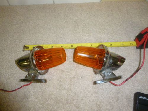 2 pc signal stat amber lens cab marker light ford chevy mack rat rod turn signal