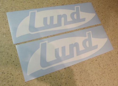 Lund fishing boat vintage decal die-cut white 2-pak free ship + free fish decal!