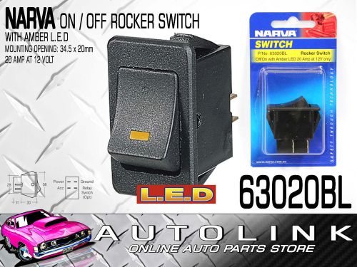 Narva 63020bl off / on rocker switch with amber led l.e.d 20 amp 12 volt