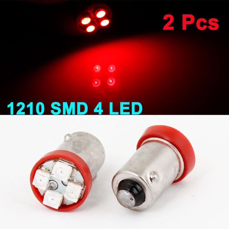 2 pcs ba9s 4 red 1210 smd led auto car side marker light spare bulb