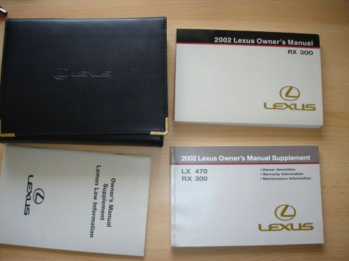 2002 lexus  rx350  owners manual with case  &amp; various supplements