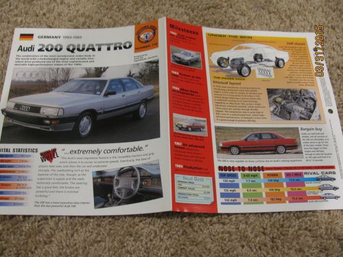 ★★ audi 200 quattro - collector brochure - spec sheet - photo 1984 - 1989 ★★