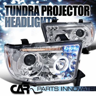 Toyota 08-12 tundra sequoia led halo projector headlights lamp chrome