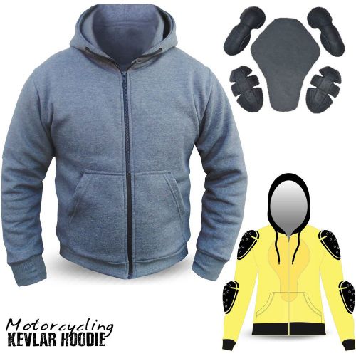 Motorcycle hoodie hoody fully protective armored lined fleece protection grey