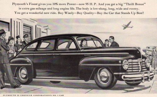 Vintage original 1942 plymouth sedan  advertisement- 10 &#034; x 13 &#034;