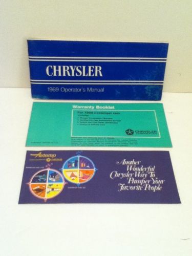 1969 chrysler operator&#039;s manual, warranty booklet, airtemp climate card